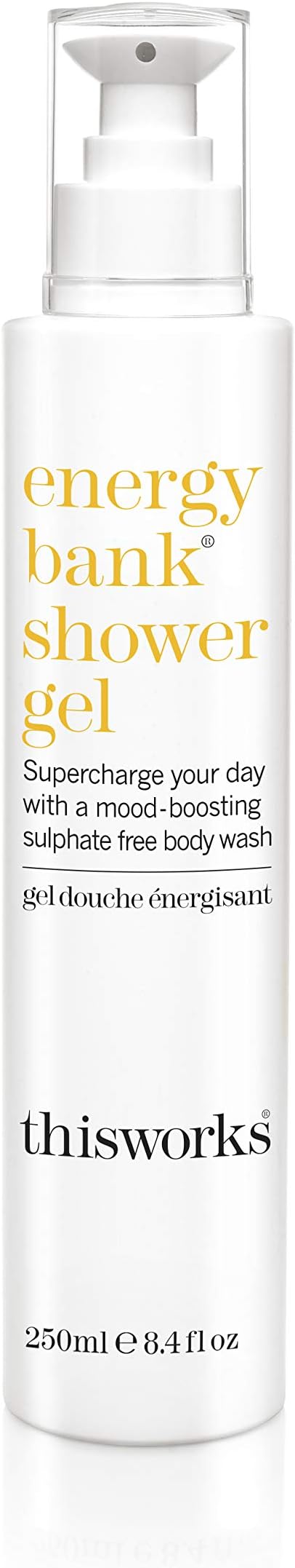 Energy Bank Shower Gel, 250 ml - Energising Body Wash with Geranium, Ylang Ylang and Rosemary Essential Oils - Mood-Boosting Sulphate and Silicone Free Shower Gel for Men and Women