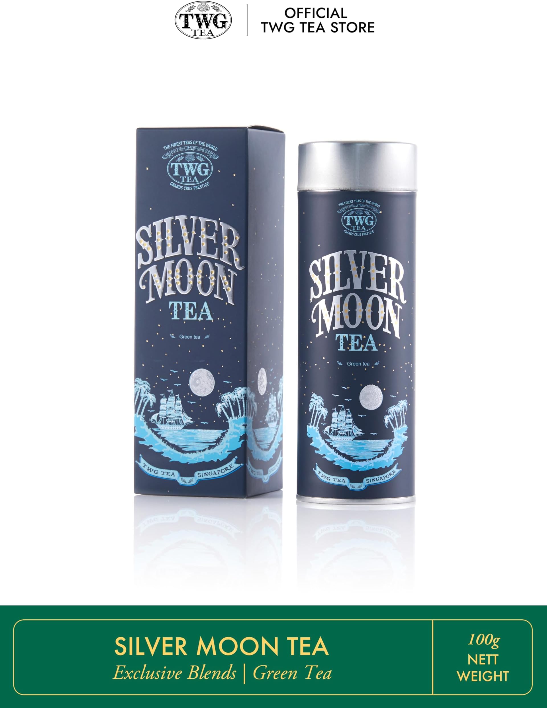 TWG Tea | Silver Moon Tea | Green Tea | Grand Berry & Vanilla | Haute Couture Tin, 100g | Gift Set