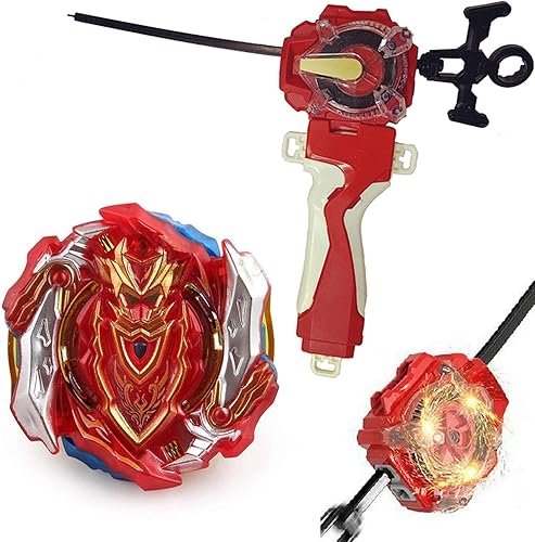 Beys Burst Booster B-129 CHO-Z Achilles.00.Dm Starter con Battle String LR (giro izquierdo y derecho) Launcher Sparking and Launcher Grip Set (rojo)