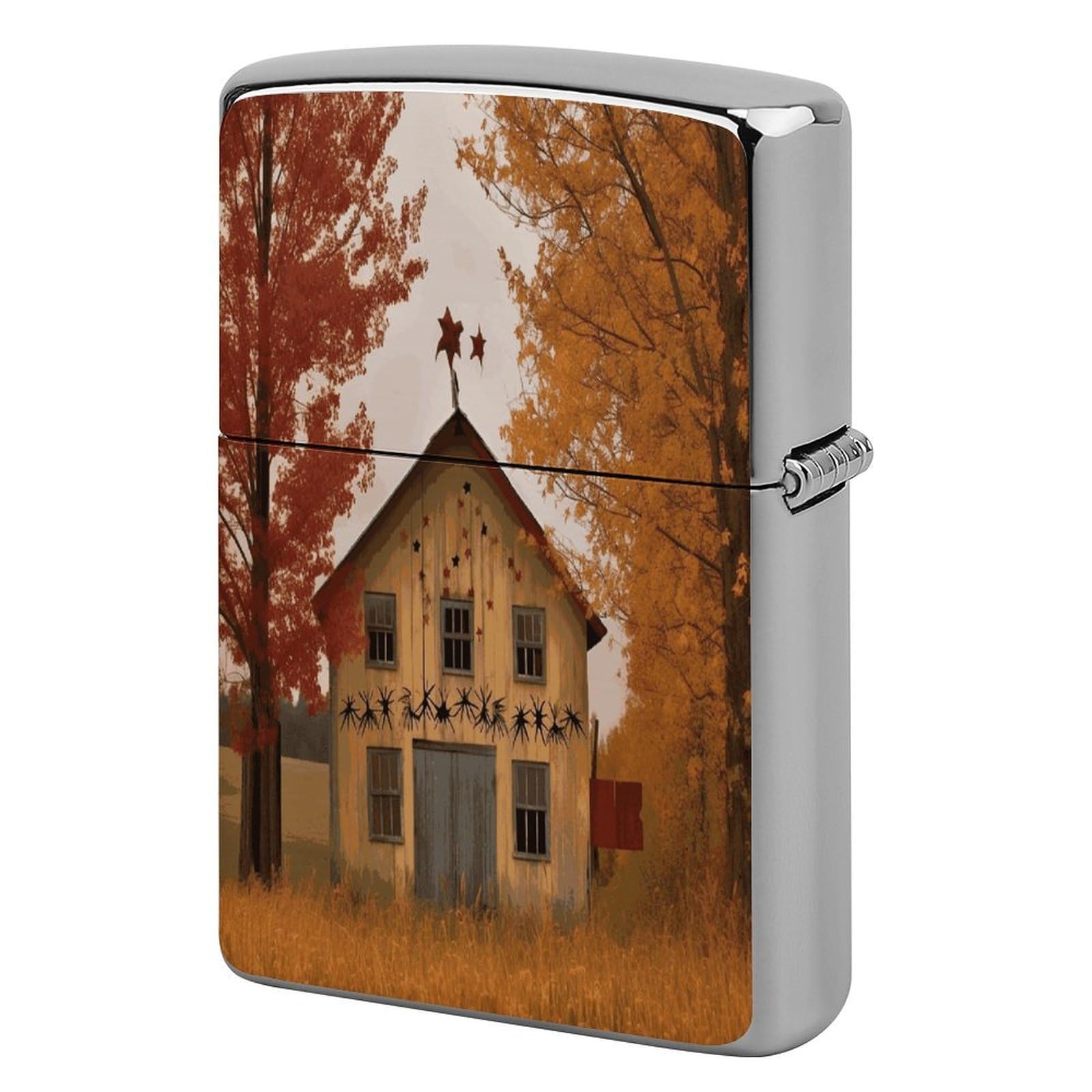 Fodpand Style Fall Country Barn Metal Lighter Case Cover Lighter Sleeve