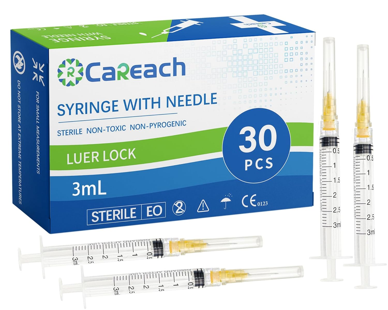 30PCS 3mL 25 gauge 5/8in Syringe and Needles,Lab Refilling Supplies, Industrial Measurement, Individually Wrapped