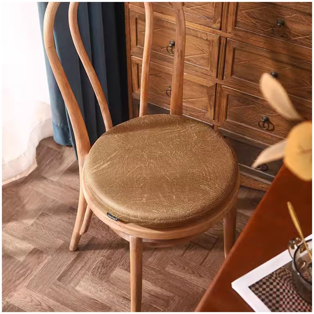 Coussin de chaise de salle à manger rond antidérapant 45cm daim vintage doré