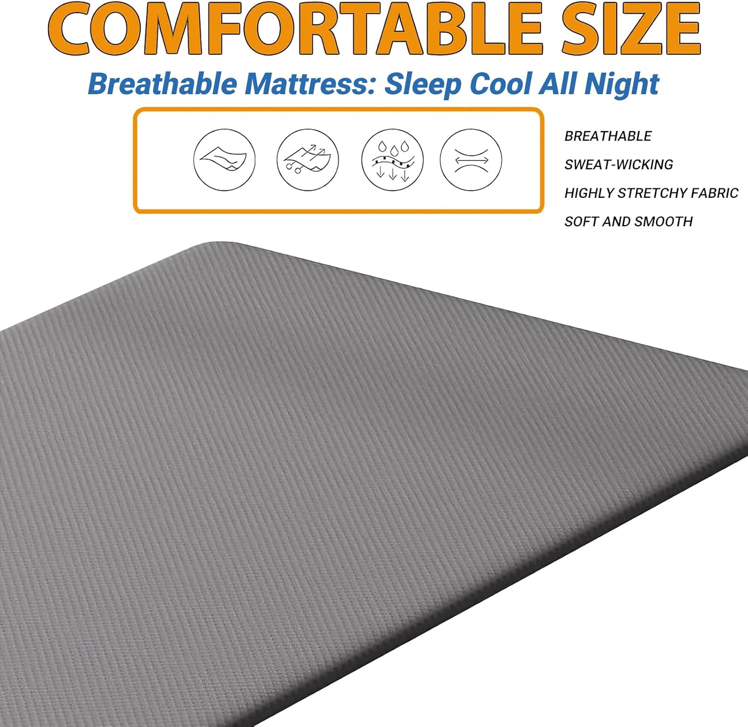 Firm Coconut Coir Mattress, Thickened Firm Bed Topper for Spine & Waist Support, Mattress Pad Hard Bed Board with Washable Cover(35.4"×71", Gray)