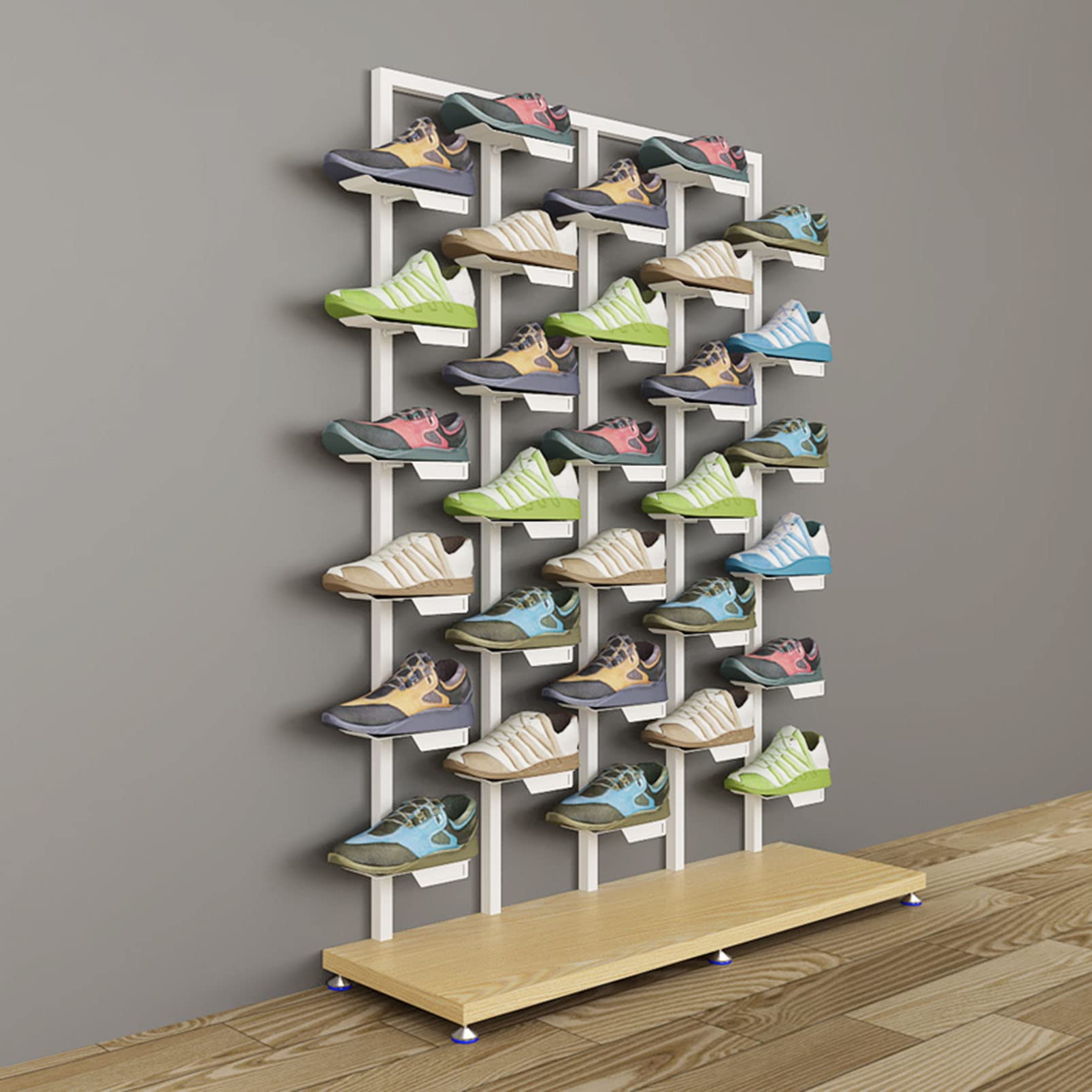 Modernes Metall-Schuh-Organizer-Ausstellungsregal, Regale Für Gewerbliche Schuhgeschäfte, Einzelhandels-Sneaker-Basketball-Schuh-Ausstellungsständer, Bodenstehender Schuh-Organizer-Halter, Ec
