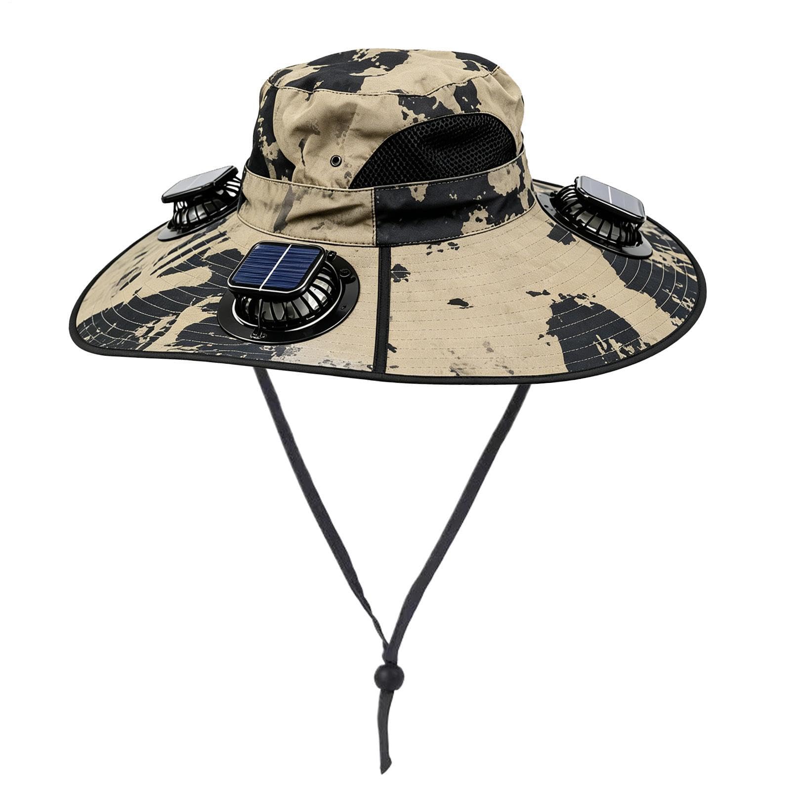 Sombrero con Ventilador Solar,Térmico De 3 Velocidades con Sombra - Sombrero Ventilador Solar ala Ancha Reforzada con Alambre,para Playa Verano Camping Pesca Senderismo Golf Hombres Mujeres