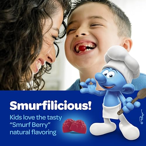 Vista 10 de The Smurfs - Gomitas nootrópicas para niños con vitamina B12 y L-teanina, gomitas de enfoque láser para suplementos de concentración y memoria