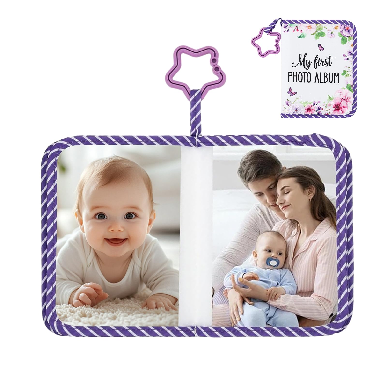 Album photo pour bébés, joli décor mural fleuri avec miroir d'éveil pour chambre d'enfant.