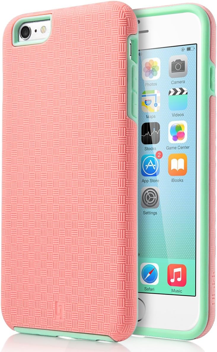 ULAK iPhone 6s Plus Case (5.5 inch), iPhone 6 Plus Case, iPhone 6s Plus Case (5.5 inch),Phone 6 Plus Case, Slick Armor Hybrid Hard Cover Case-Mint/Baby Pink