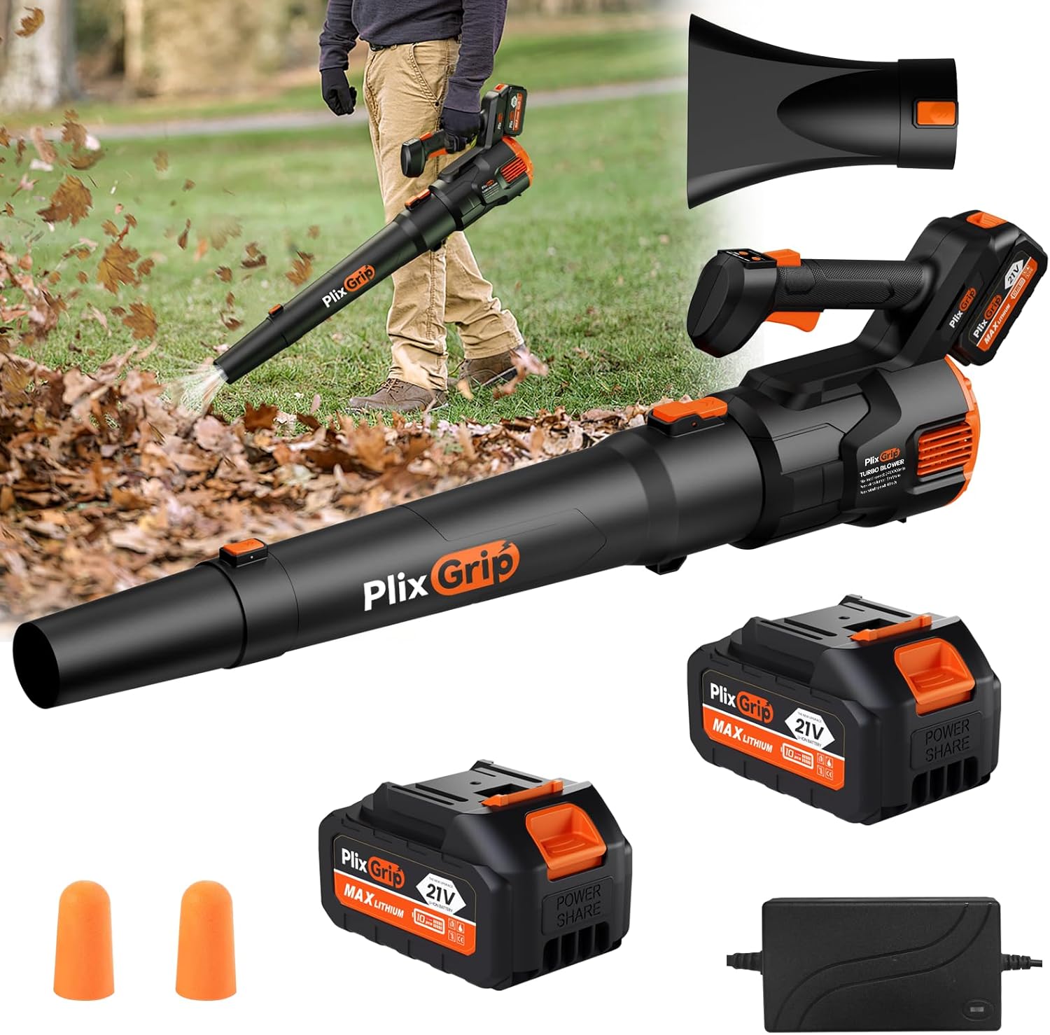 Electric Leaf Blower Cordless, Leaf Blower Cordless with 2 Battery and Charger,3 Speed Mode, Hand Held Blowers for Blowing Leaves, Patio Cleaning, Lawn Care and Dust