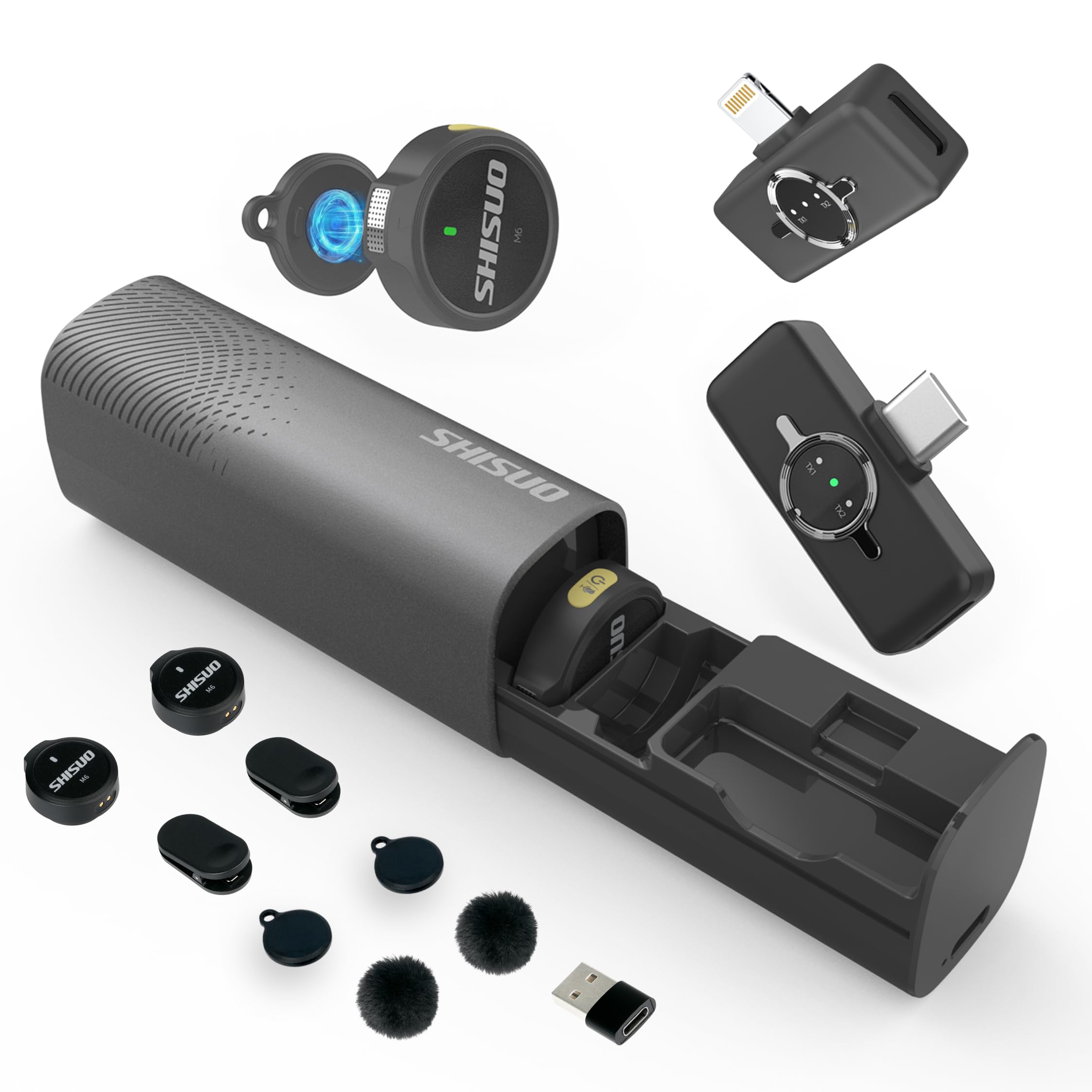 Amazon.com: SHISUO Wireless Microphone for iPhone 16 15 14 Android