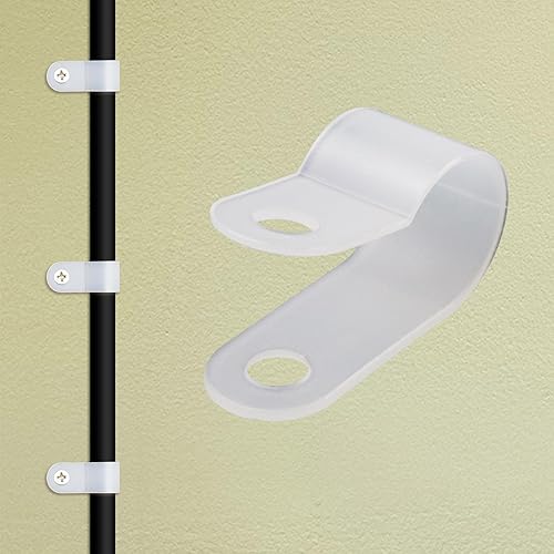 Miniatura 5 de Antrader Abrazadera de cable tipo R, clips organizadores de cables de nailon blanco para gestión de cables de 38 pulgadas de diámetro, paquete de 200