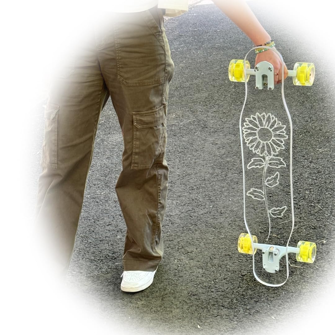 Ghost Boards 33" Skinny Cruiser - LED Glow Wheels & Non-Slip Surface | Perfect Skateboard for Kids Ages 5-12 & Adults | Durable Acrylic Build for