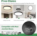 20 Inch Dimmable LED Flush Mount Ceiling Light, 40W,4350LM, 3000K/4000K/6000K CCT Selectable,Black Round Flat Panel Low Profile Ceiling Light Fitures for Hallway, Kitchen, Bedroom, Laundry Room