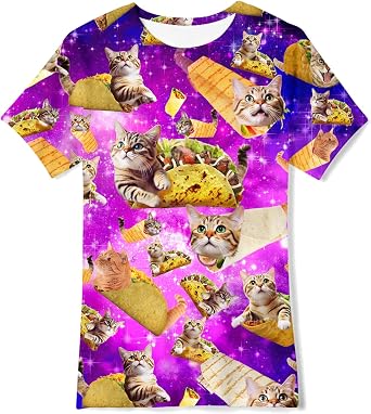 Kids Funny Graphic Polyester Colorful T Shirt for Boys Girls Size 4-14