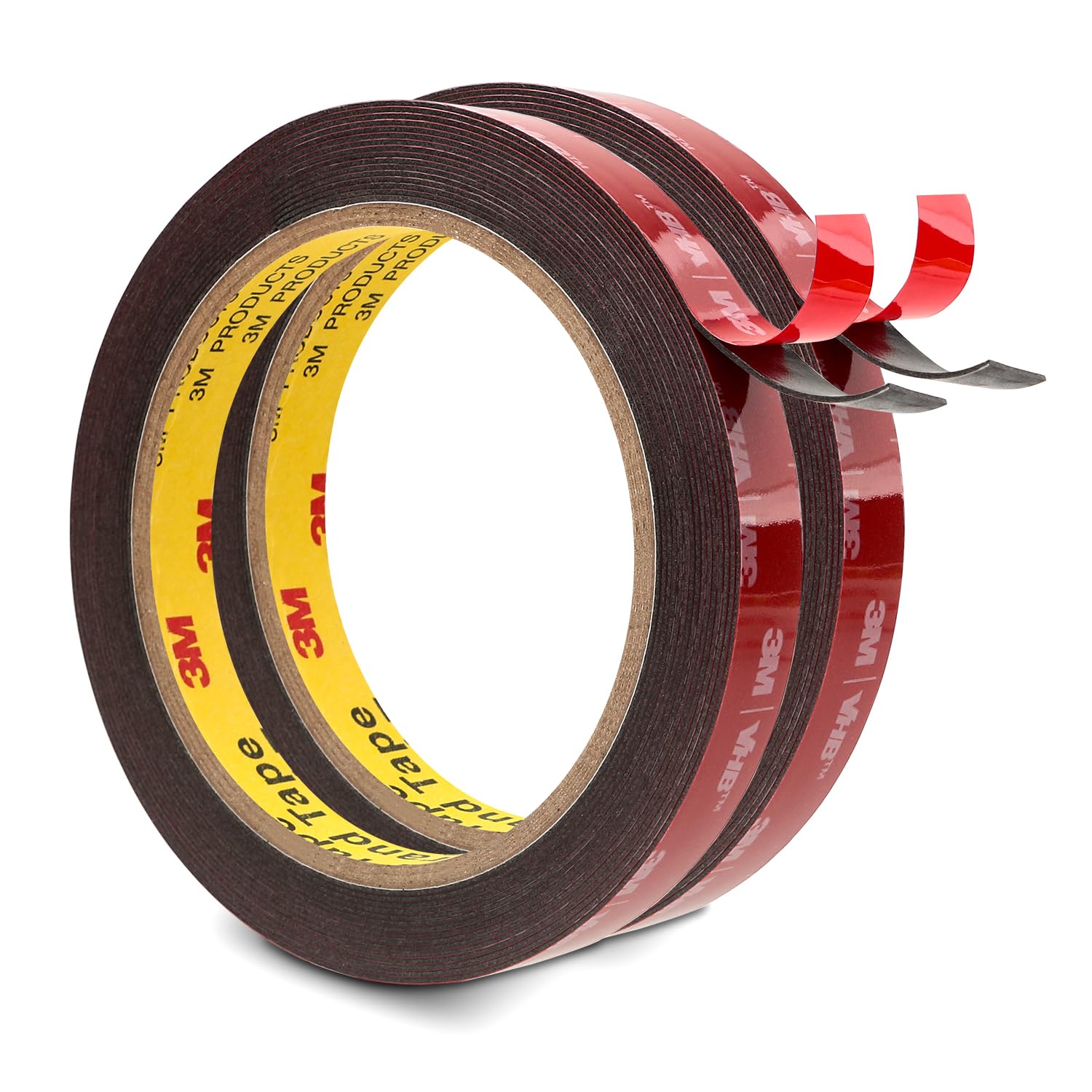 3M Double Sided Mounting Tape VHB 0.5" x 15.4 Ft 0.025in Thick Black 2 Pack 5925 Heavy Duty Foam Tape Strong Adhesive for Car Décor Home Office Logos