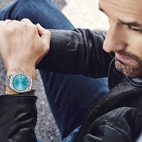 Miniatura 6 de BUREI Reloj automático de lujo para hombre, de acero inoxidable, dos tonos, con cuerda automática, Reloj automático, movimiento de cuarzo, cuerda