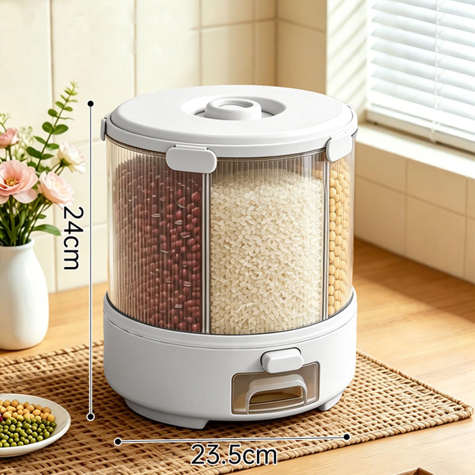 Organizador de arroz para encimera, color blanco