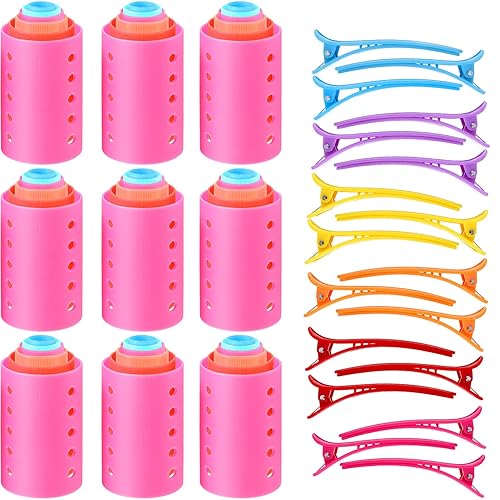 Blulu Juego de 72 rodillos magnéticos multicolor con 54 rodillos para el pelo, 18 lazos de dientes de pato y pinzas para el cabello, herramientas