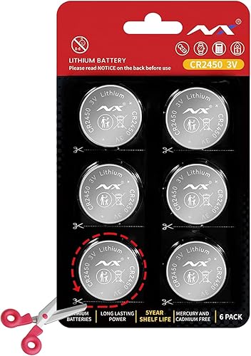 Tsrwuily CR2450 - Batería de litio de 3 V, transmisor de entrada remota sin llave, paquete de 6 unidades de energía de mayor duración (6 piezas)