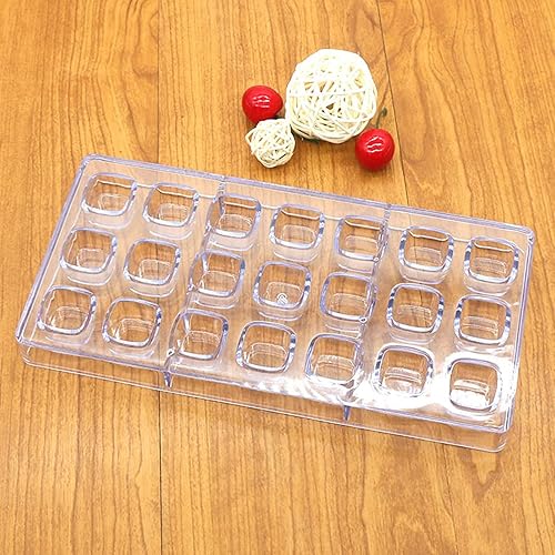 Miniatura 3 de HAPYLY Molde de chocolate semiesfera de 24 cuadrículas, molde de policarbonato para hacer chocolate (forma de cubo), transparente