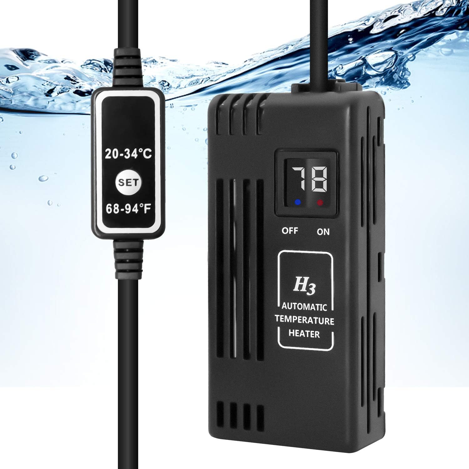TEEMO Mini Aquarium Heater for Small Fish Tank with LED Digital Display and External Temperature Controller for Saltwater and…