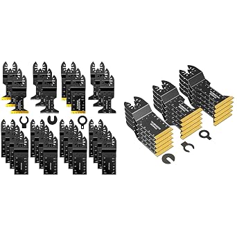 46 Pcs Oscillating Saw Blades, Titanium Universal Multitool Quick Release Saw Blades for Wood Plastics Metal, Compatible with Fein Multimaster Porter Cable Black & Decker Craftsman Ridgid