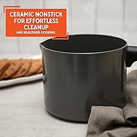 Vista 4 de IMUSA Olla de leche antiadherente de cerámica de 1.3 cuartos de galón con boquilla de vertido, cacerola de aluminio sin PFAS para café, salsas