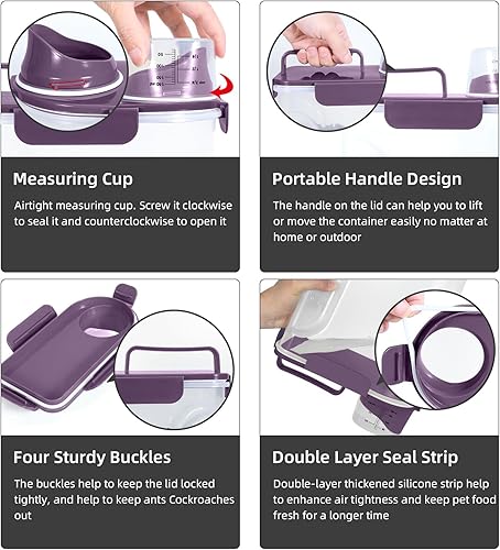 Miniatura 39 de Contenedor de almacenamiento de 5 a 7 libras, recipientes portátiles para alimentos para mascotas con boquilla grande y taza mejoradas, dispensador
