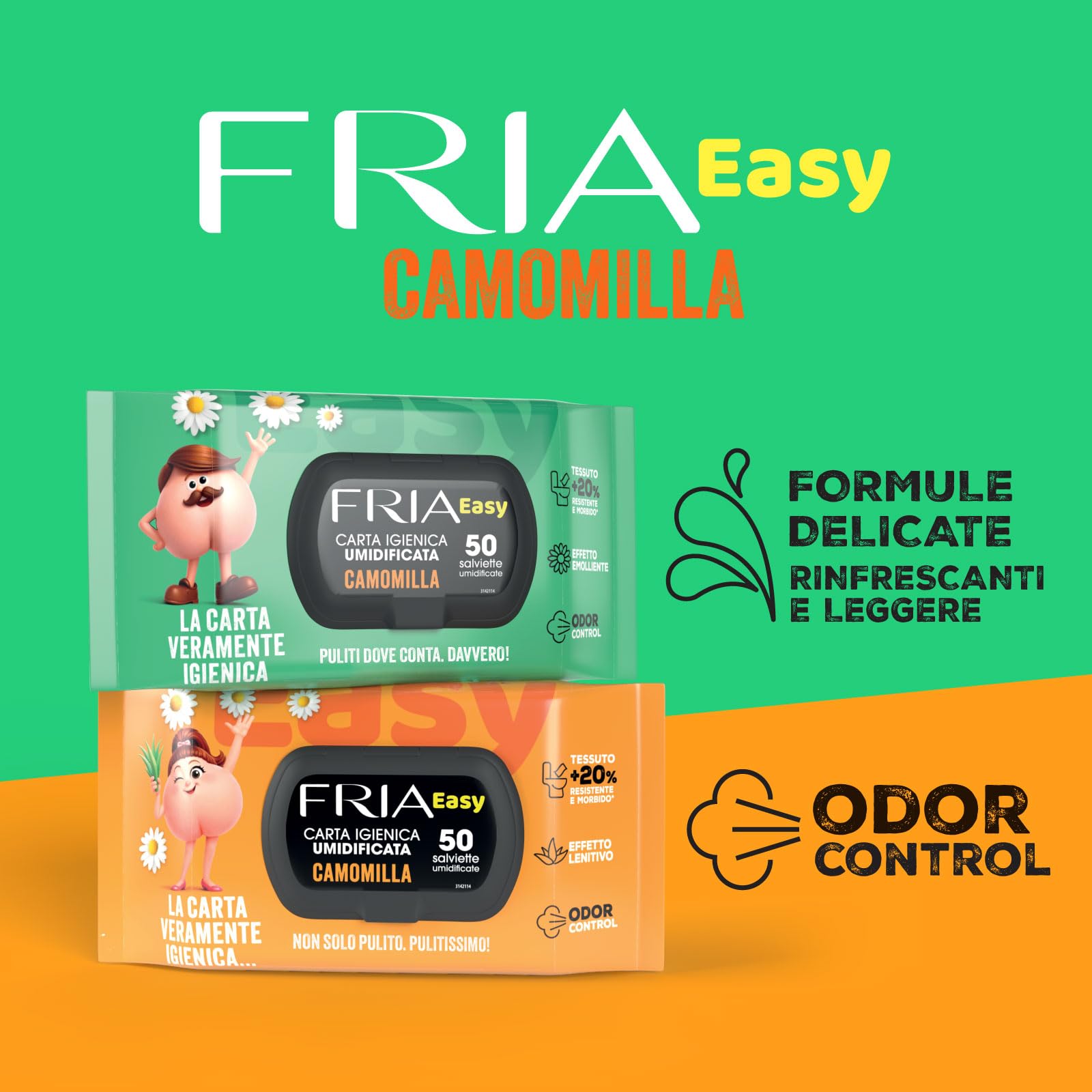 Fria Papel higiénico Easy Wet, 50 toallitas