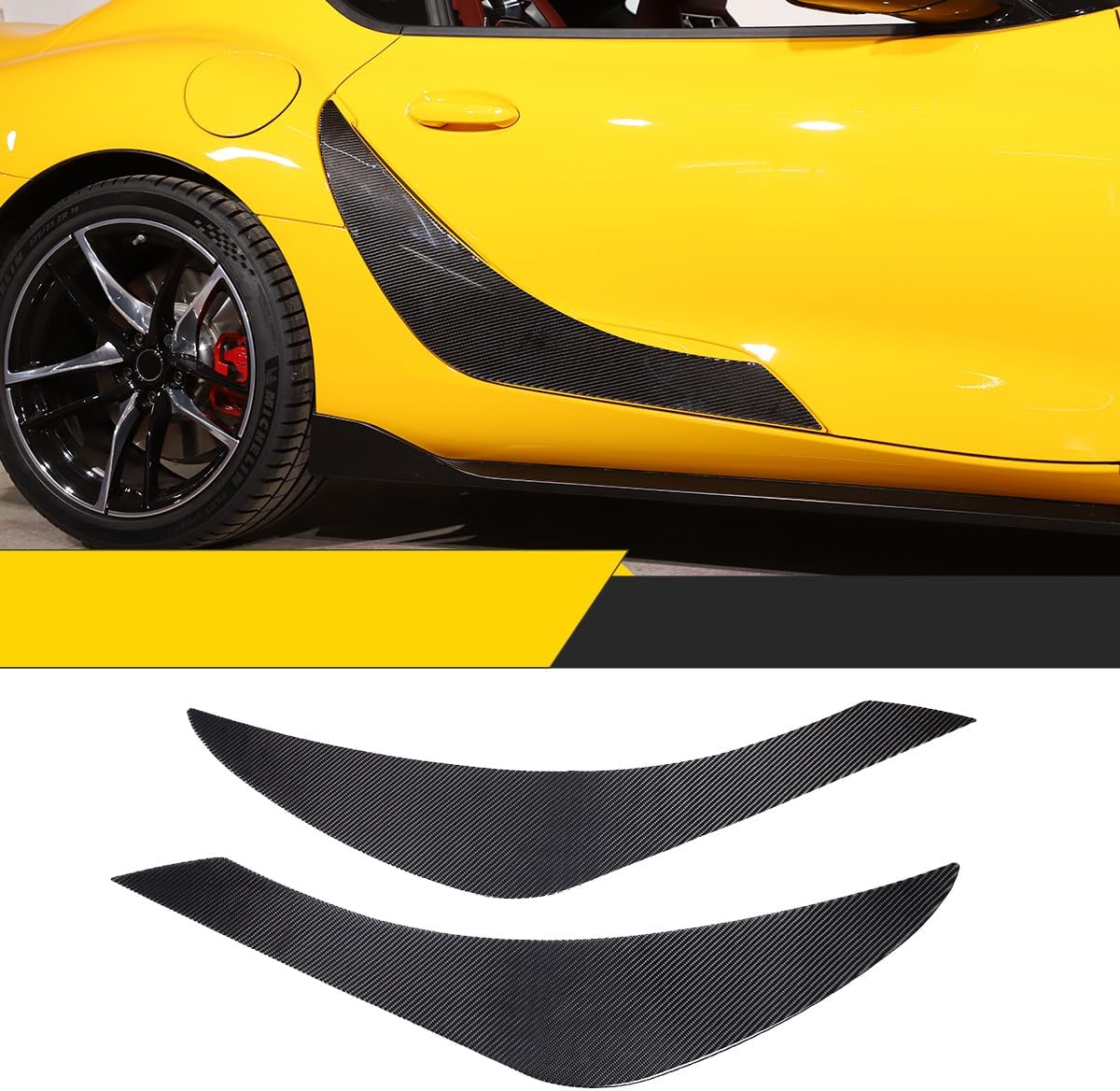 Real Carbon Fiber Fit for Toyota Supra GR A90 A91 MK5 2019-2022 Side Panel Decal Car Decoration Modification Accessories Stickers 2PCS (Black)