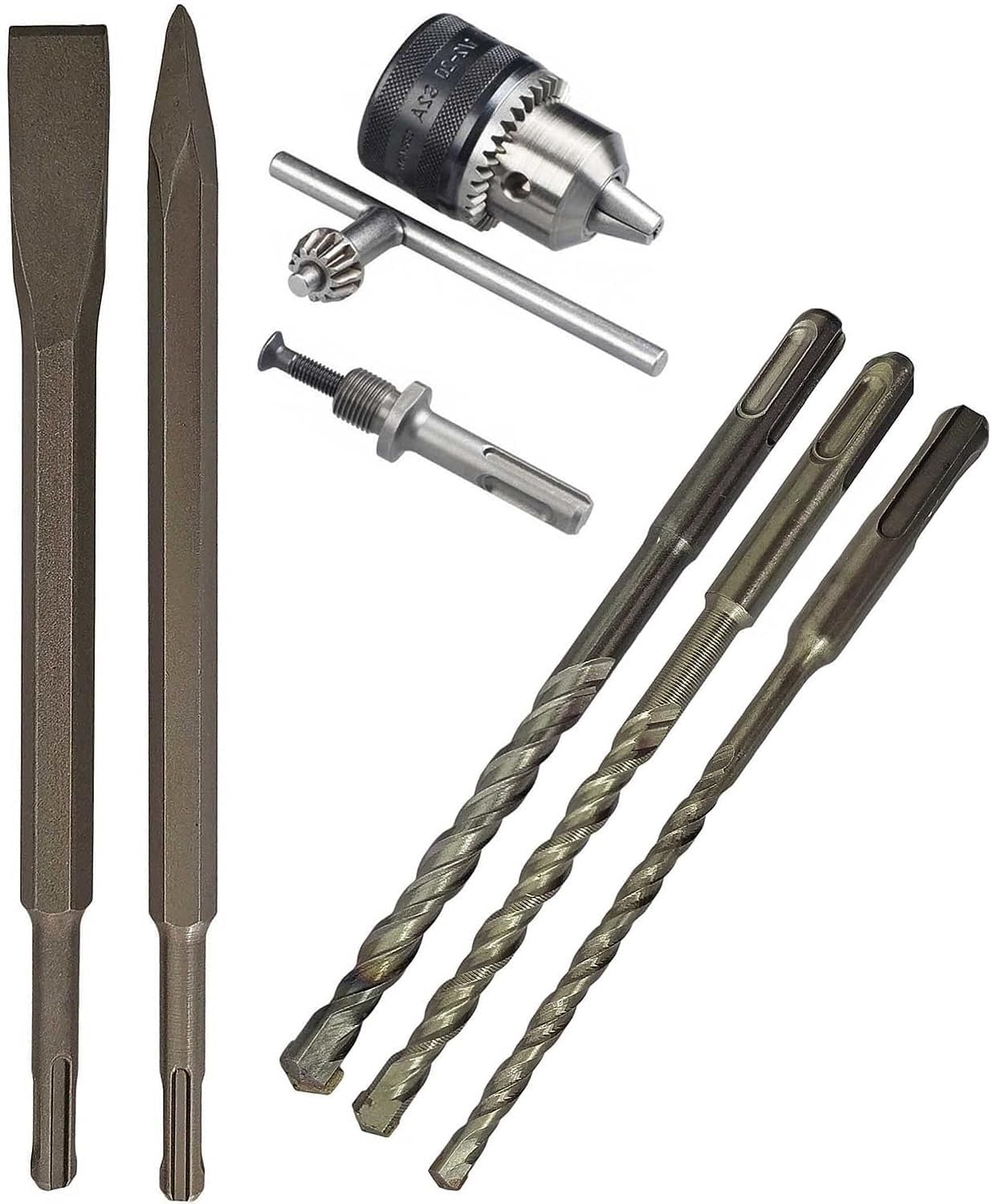 Inditrust New SDS-Plus Flat and point 14x250 mm Chisel with 6/8/10mm x 160mm SDS Plus Masonry drill bits and 1/2" Drill Chuck and SDS-Plus Adapter 1.5-13mm Capacity (B0CGN9WJBV) Amazon Price History, Amazon Price Tracker