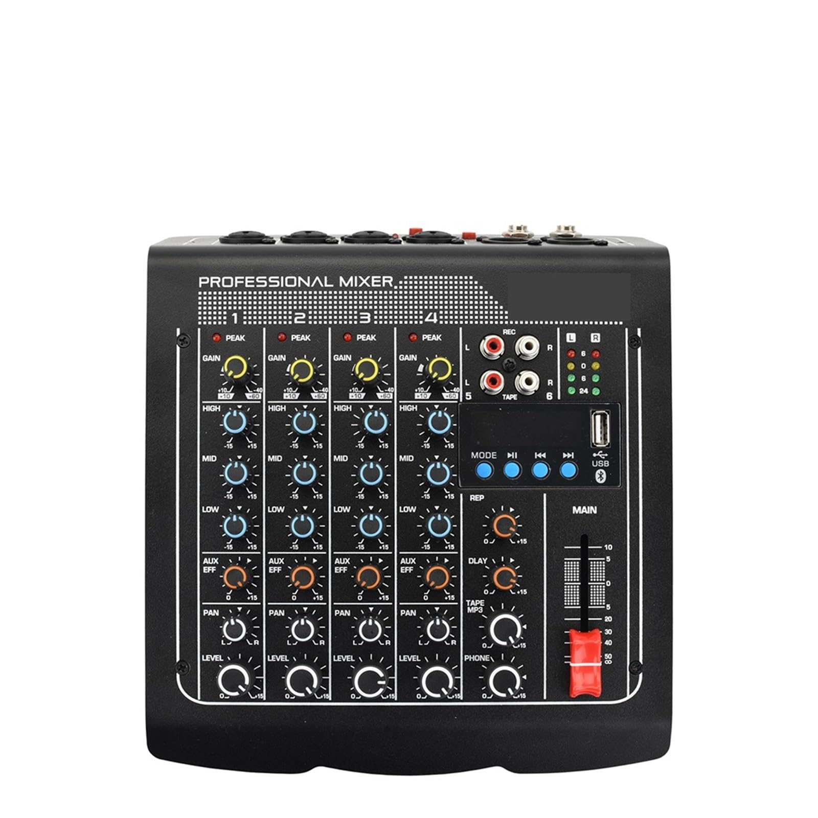 Mikser dźwięku dla DJ-a 4 Mono 1 Stereo 6-kanałowy USB Odtwórz Nagranie Impreza Z DJ-em Spotkanie Szkolne Kościół Rodzina Mikser Audio