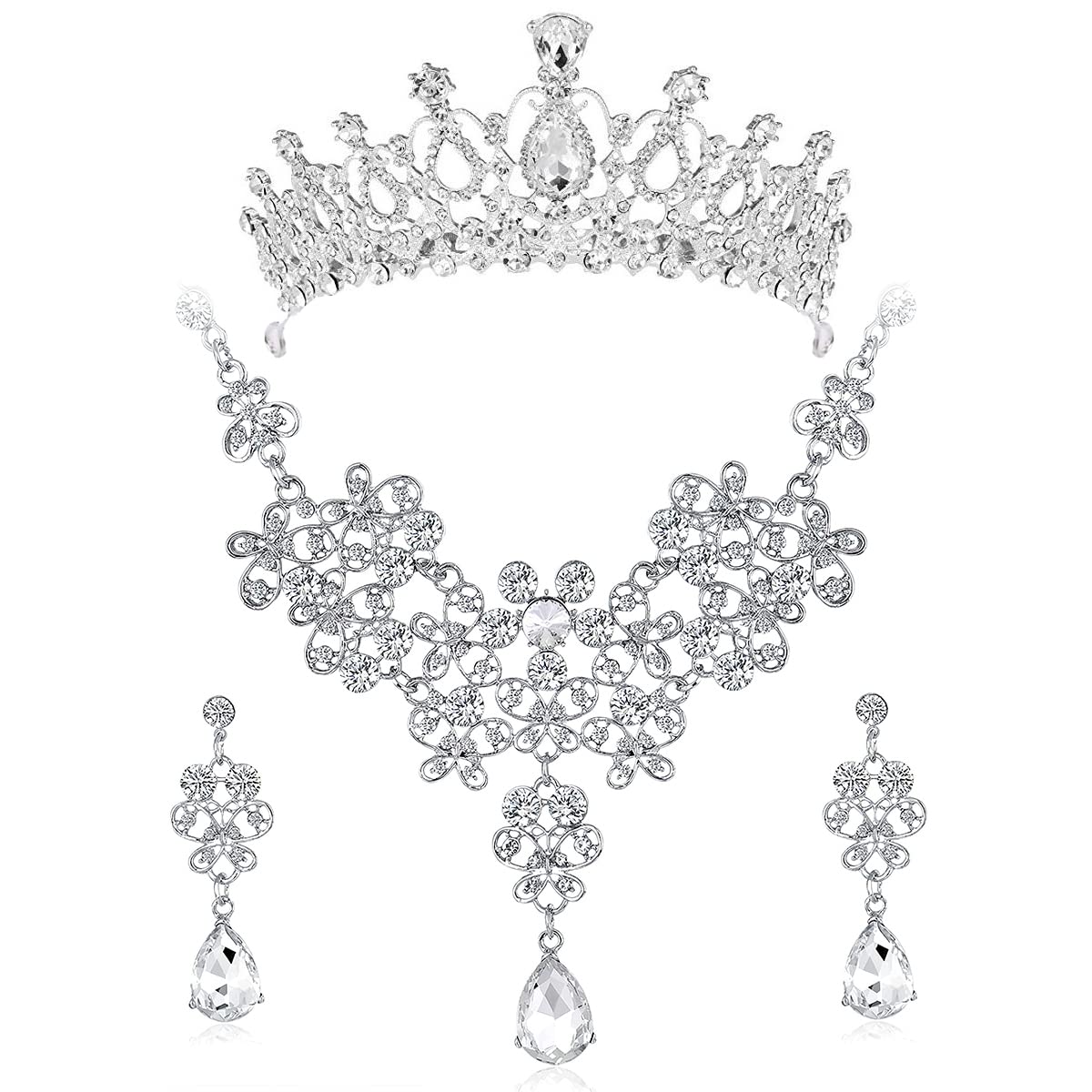 Darryy Conjunto de Joyas Para Damas, Darryy 4 Piezas Conjuntos de Joyas Para Novias, Conjunto de Joyas Para Novia Boda, Juego de Joyas Para Novia, Elegancia, Excelente relación calidad-precio