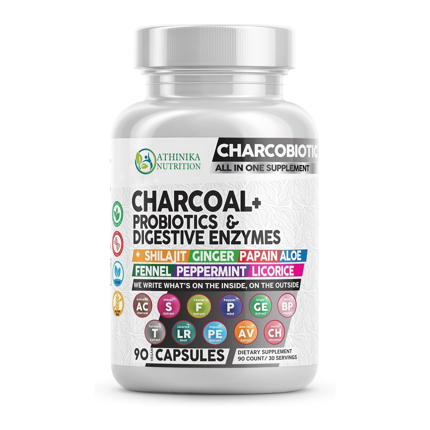 Charcoal Shilajit Probiotic Digestive Enzymes for Digestive Health with Fennel Licorice Papain Ginger Turmeric.-image-26