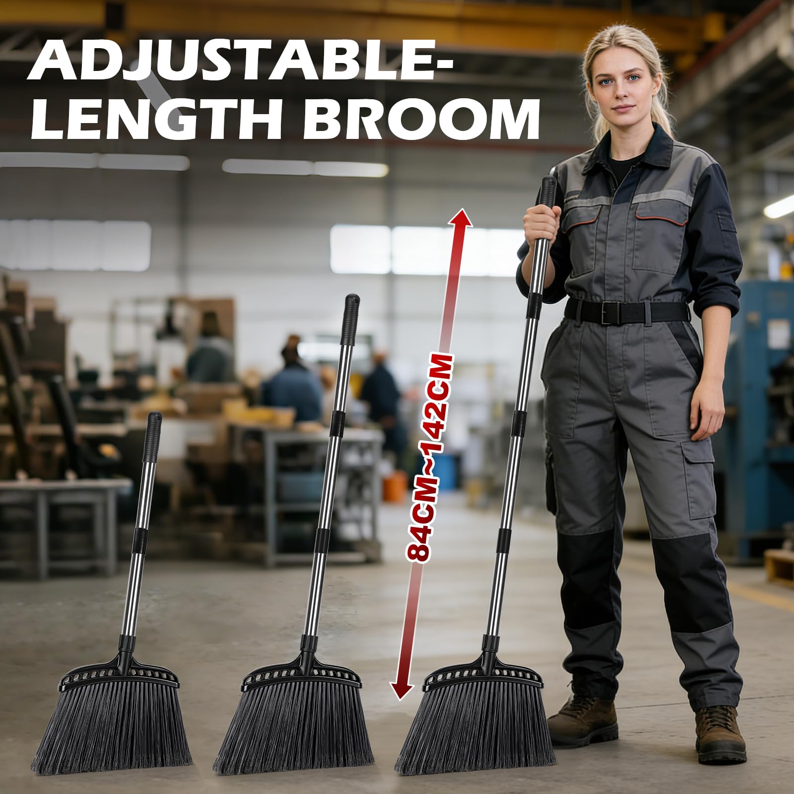 Masthome Scopa da esterno per la pulizia dei pavimenti, scopa commerciale resistente con setole dure, scopa angolare per casa, garage, cucina, ufficio, cortile, atrio, prato, cemento