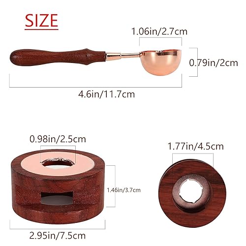 Miniatura 2 de Airlxf - Calentador de cera de palisandro con cuchara de fusión de cera para sello de cera