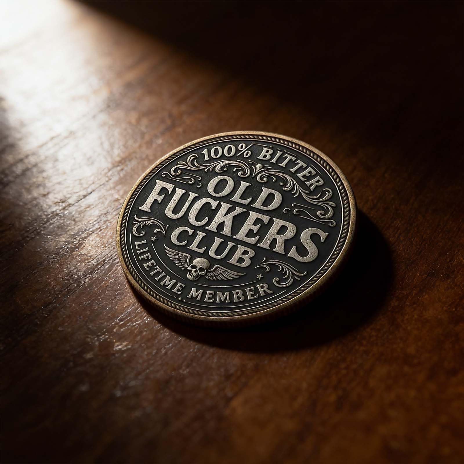 Lifetime Member Commemorative Coin, Vintage Embossed Metal Alloy Collectible with Skull & Wing Motif - Image 4