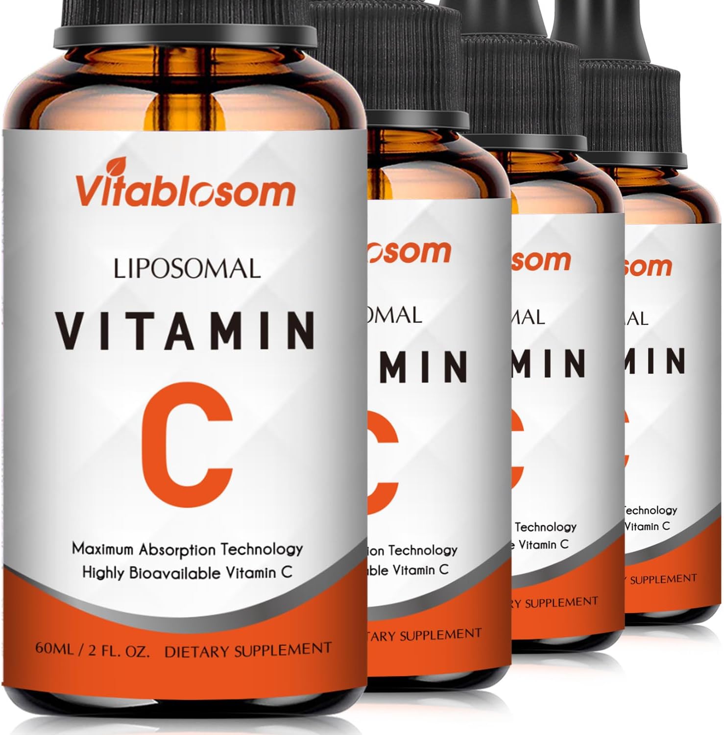 Vitablosom Liposomal Vitamin C 2000mg Liquid for Adults, High Absorption VIT C, Maximize Vitamin C, Immune System & Antioxidant Support, 60ML (4 Bottle)
