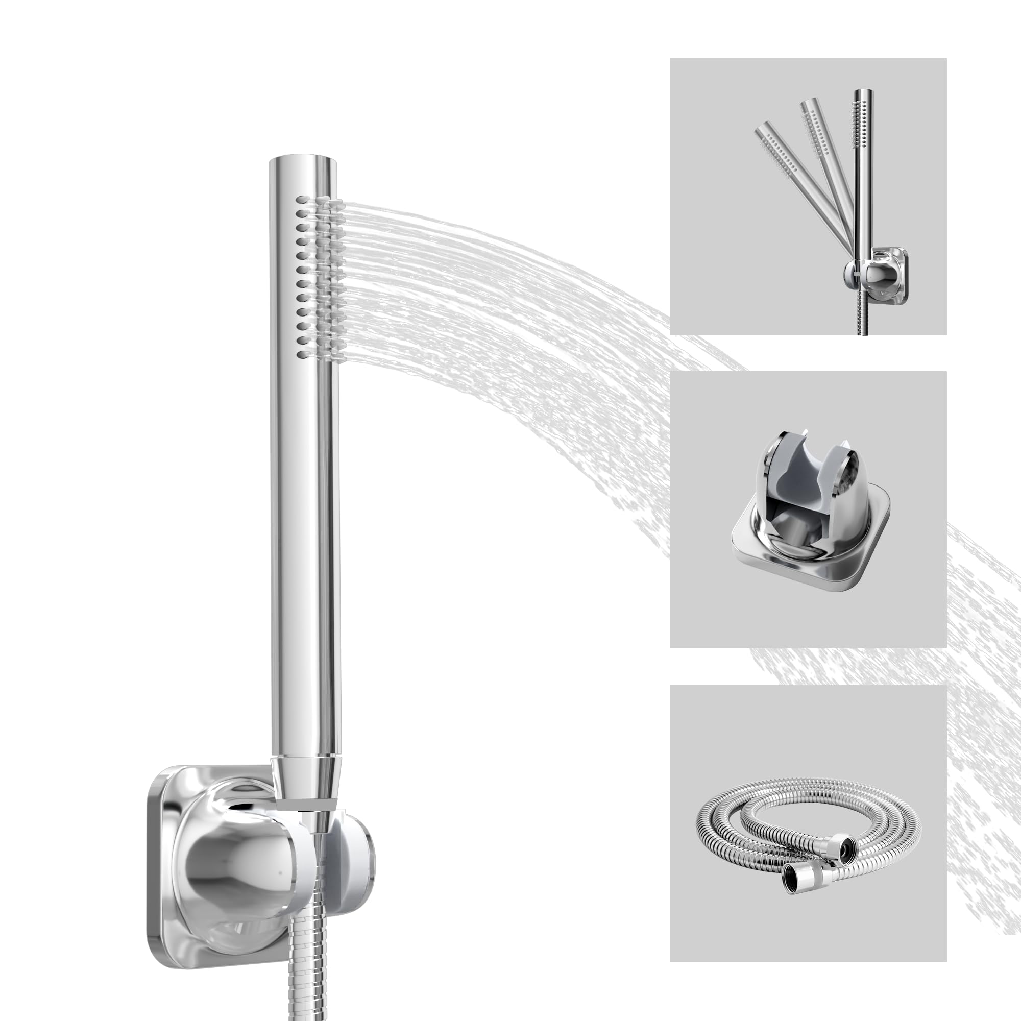 ACEFY Duschkopf wassersparend 1 Strahlart Handbrause/Stabhandbrause  Duschbrause massiv Messing Gebrstet mit leicht zu reinigenden Gummidsen  (Verchromt Duschkopf +Schlauch+Halterung) : Amazon.de: Baumarkt