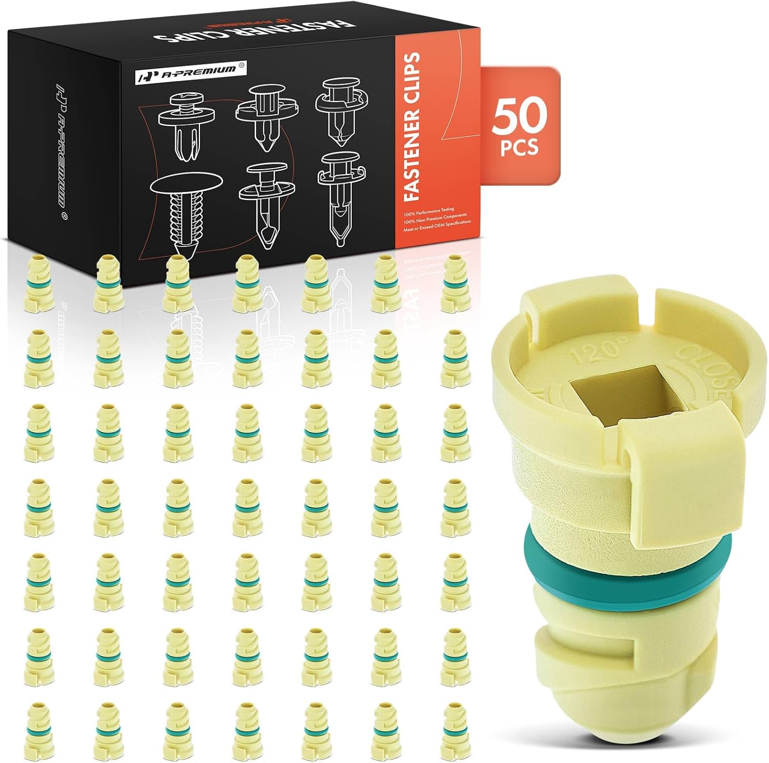 A-Premium 50-Pack Plastic Engine Oil Drain Plug Car Retainer Fastener Push Pin Clips Compatible with Ford F-150 F150 F-250 F-350 F-450 F-550 Super Duty F-650 F-750 2016-2017 Edge Mustang