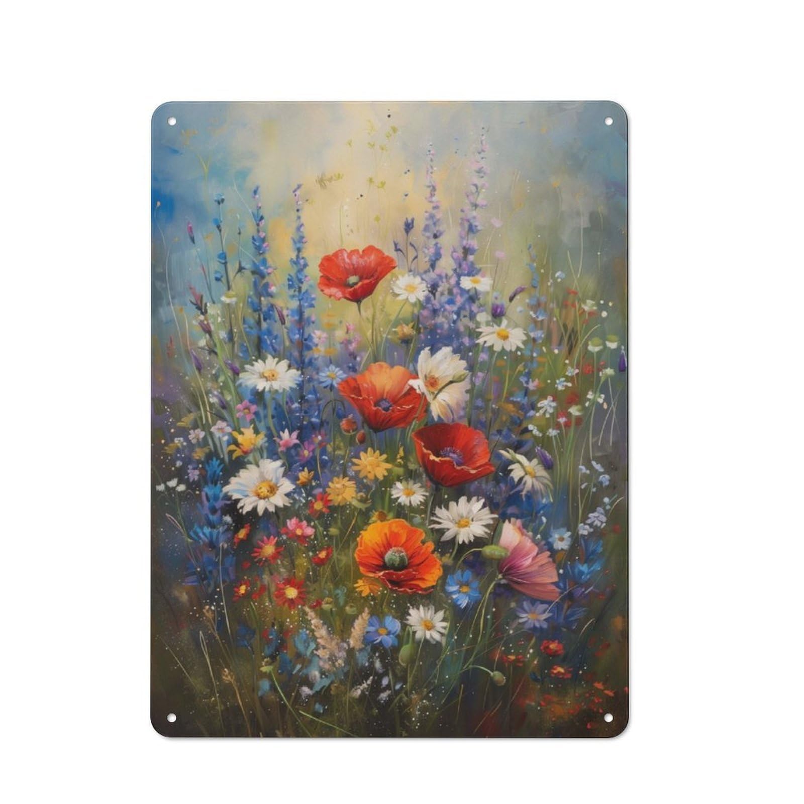Junmoney Wildflower Field Vintage Tin Sign 40X30cm With For Home Office Or Studio, For Home Office Decor Fans