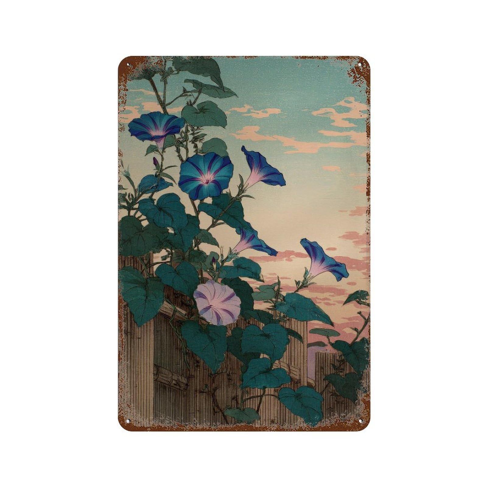 xiaoxiaoshen Morning Glories. Japanese Ukiyo Wall Decor Art Metal Tin Poster Modern Home Decor Art Home Bar Shop Decorations Vintage Sign 30x20cm