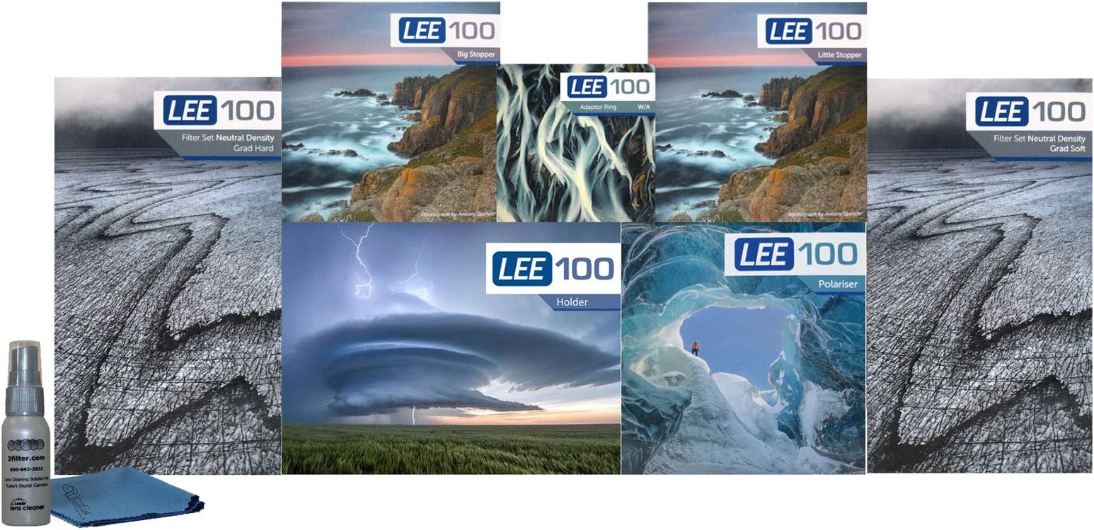 LEE Filters LEE100 77mm Ultimate Kit - LEE100 Filter Holder, LEE 100mm Hard Edge and Soft Edge Grad ND Filter sets, LEE 100mm Big and Little Stoppers, LEE100 Polarizer and 77mm Wide Angle Ring