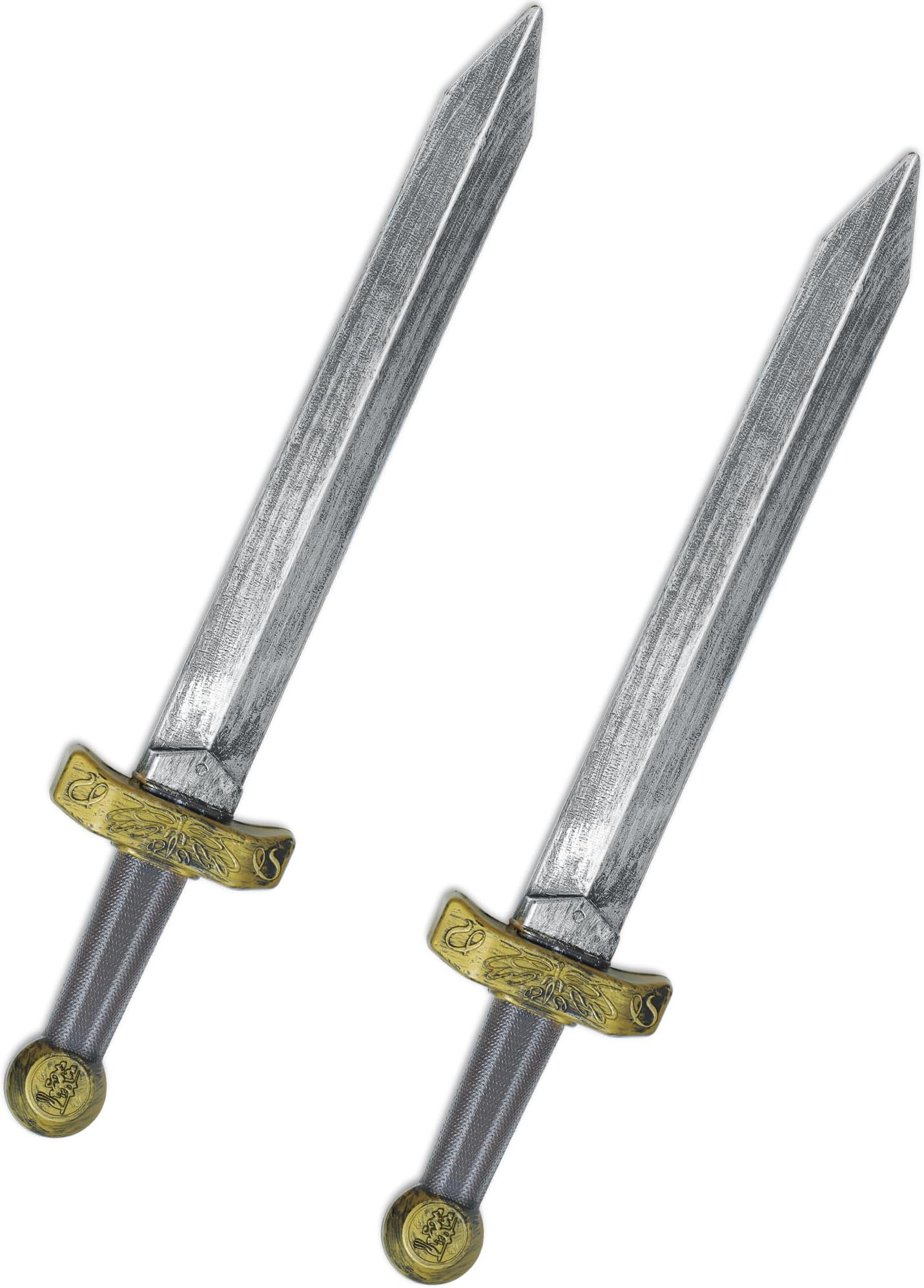 2pcs Toy Sword,18.9" Plastic Roman Sword for Kids Boys Role-Play Accessory,Medieval Knight Toy,Halloween Cosplay,Props Silver, Silver, M