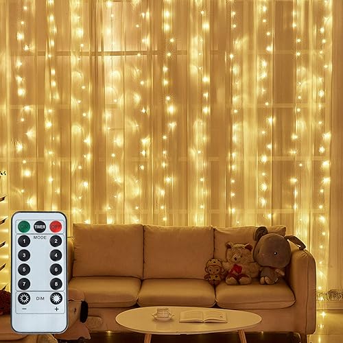 Tira de luces LED, 300 luces LED, 8 modos de control de decoración, alimentada por USB, luces impermeables para cortina, Navidad, dormitorio,