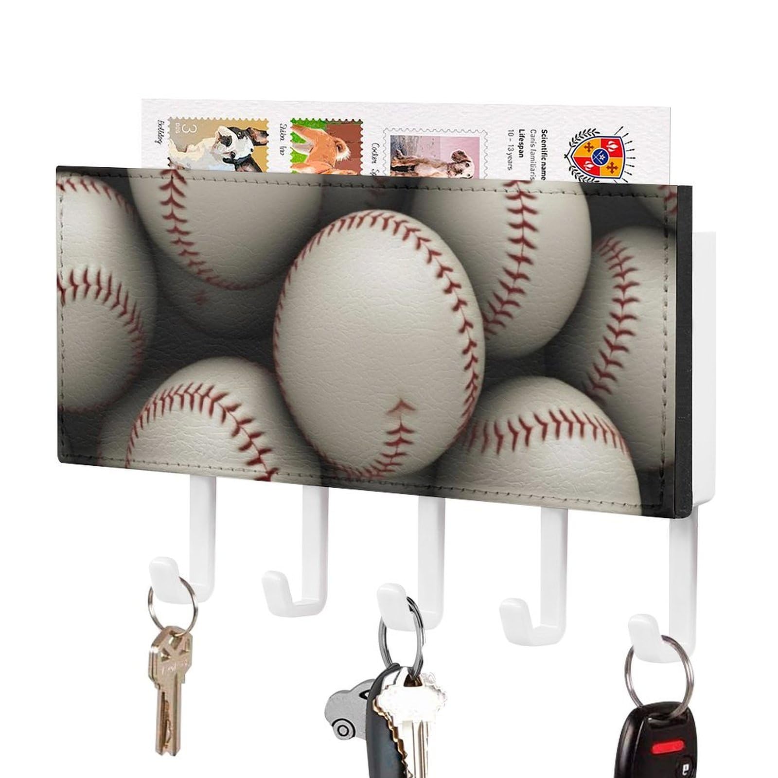 Llavero de béisbol anticaos para pared con 5 ganchos fijos que evitan perder las llaves