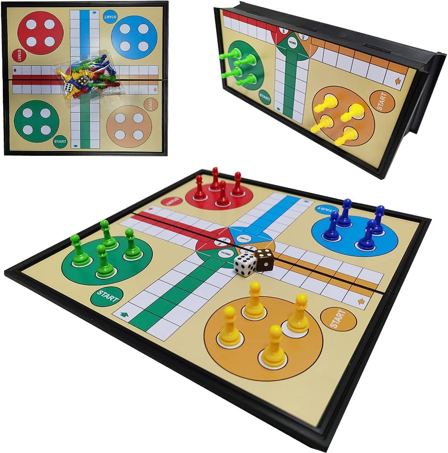 REVHQ Ludo Board Game,Magnetic Ludo Board Games Folding Flight Game Flying Chess Entertainment Educational Gift for Children Students Adults Family Home School Travel