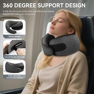 SZXYX Memory Foam Travel Pillow with 360° Neck Support & Breathable Cover