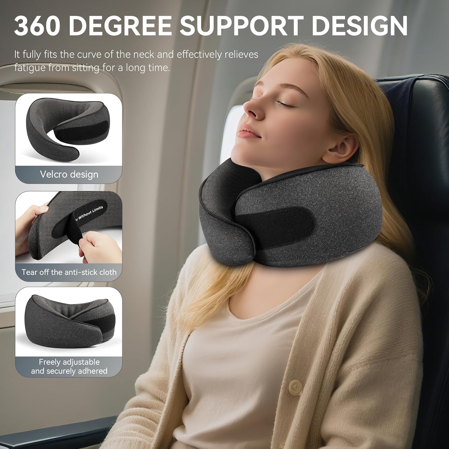 Photo 1 of SZXYX Travel Neck Pillow - Memory Foam, 360° Support