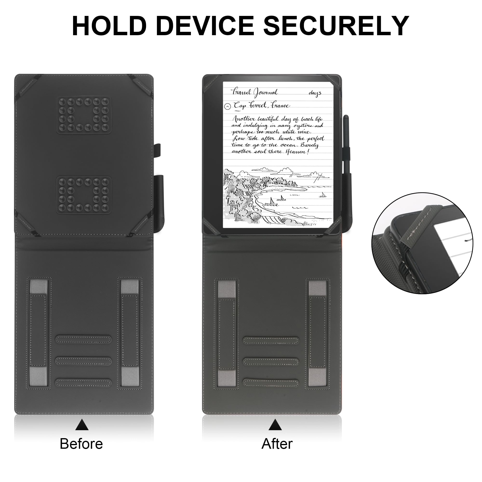 Custodia universale per eReader 10.2 pollici con supporto cinturino e penna Compatibile con Scribe 2024/2022 Note Air 2 Plus Note Air-BK